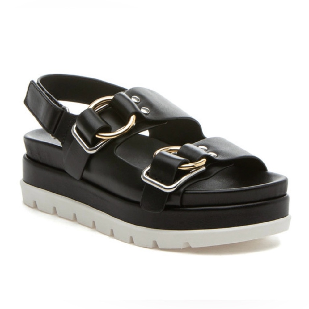 J/Slides- Black Leather “Blast Sandals” (wide fit) - NWT